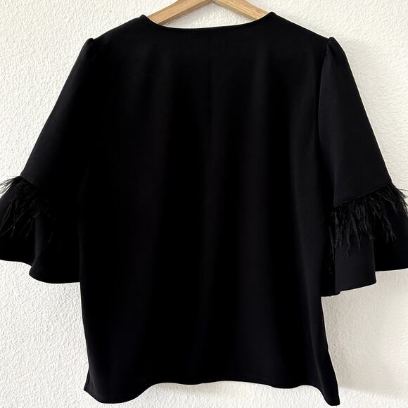 Adrianna Papell Women's Black Top Statement Sleeves Sz Medium Formal Old Money - Picture 8 of 10